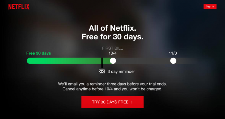 netflix trial without card
